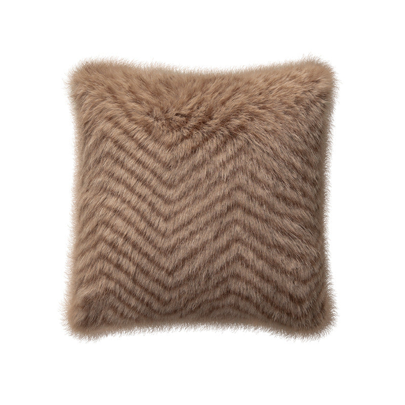 Luxurious rectangular faux fur lumbar cushion with dense long pile cover Kalsten