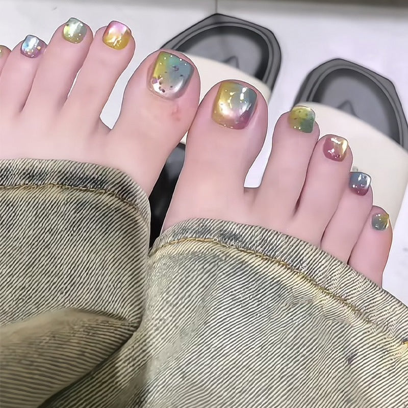 Acrylic nail set with shimmering gradient and elegant designs Kalsten