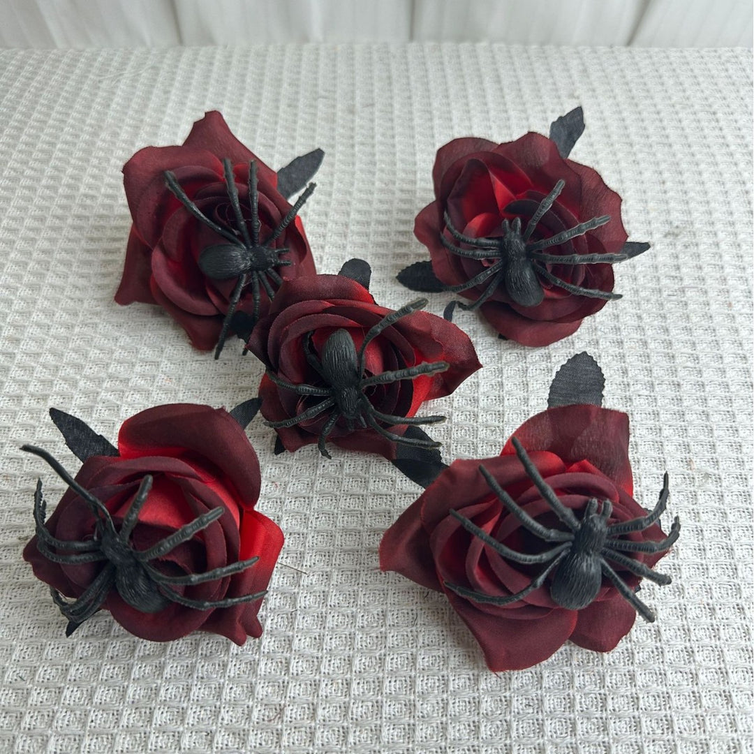 Set of delicate fabric rose hair clips for bridal and festive hairstyles