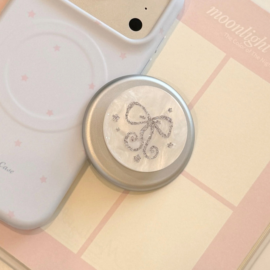 Stylish smartphone finger holder with glitter bow design Kalsten