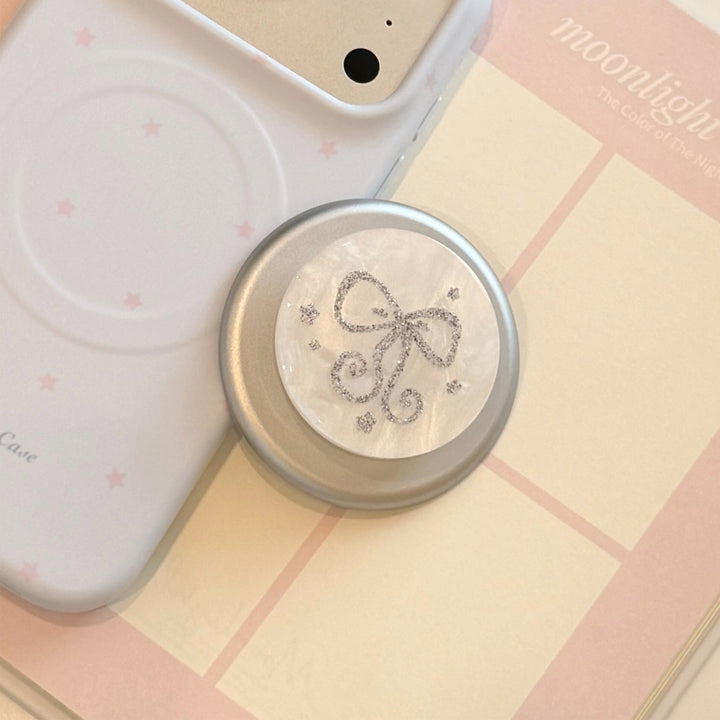 Stylish smartphone finger holder with glitter bow design Kalsten
