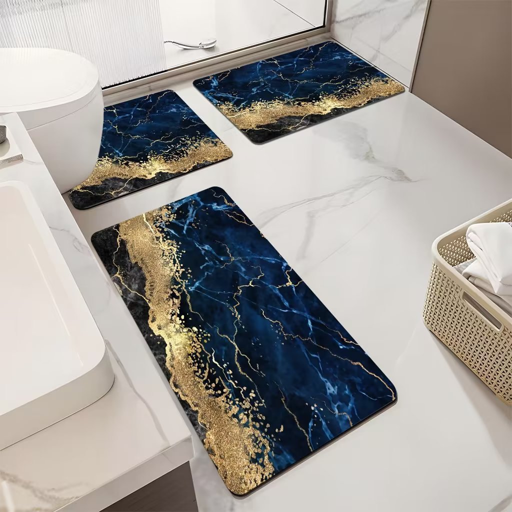 Floral Patterned Bathroom Mat Set Kalsten