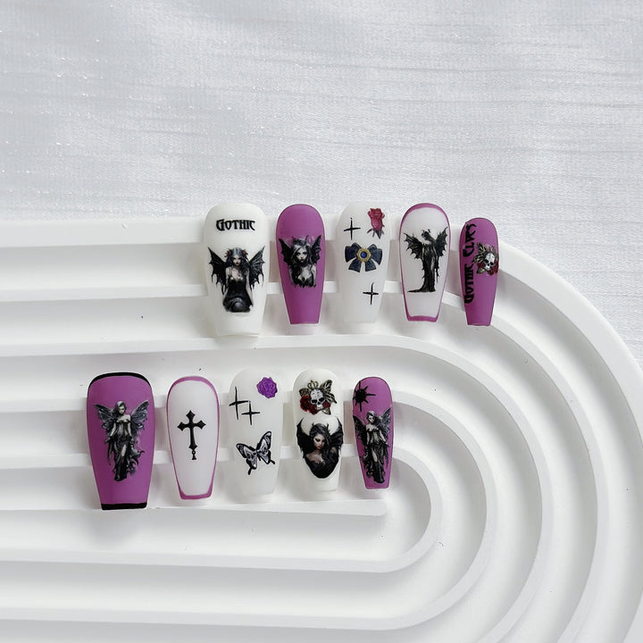 Artistic Gothic Press-On Nail Art Set