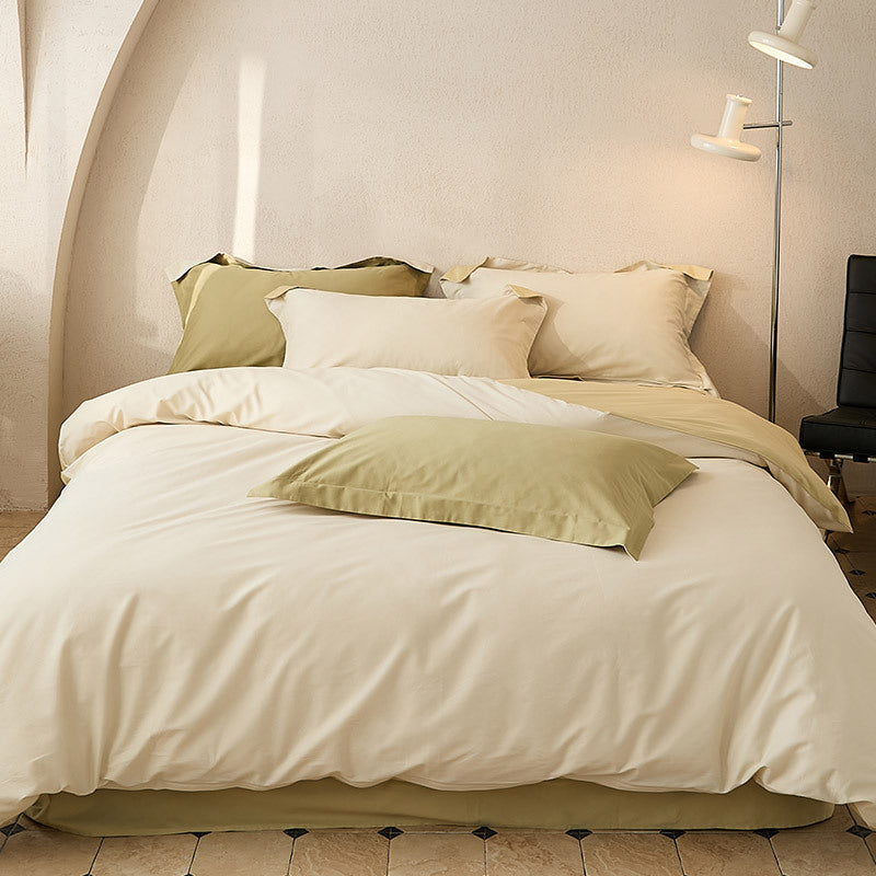 Bedding set made of premium cotton blend fabric reversible design with hidden zipper