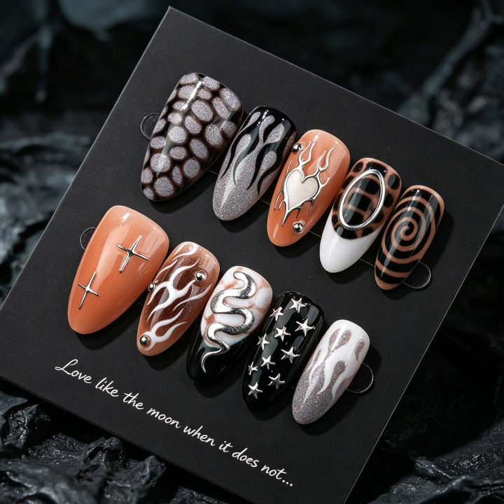 Artistic Flame-Design Press-On Nail Set