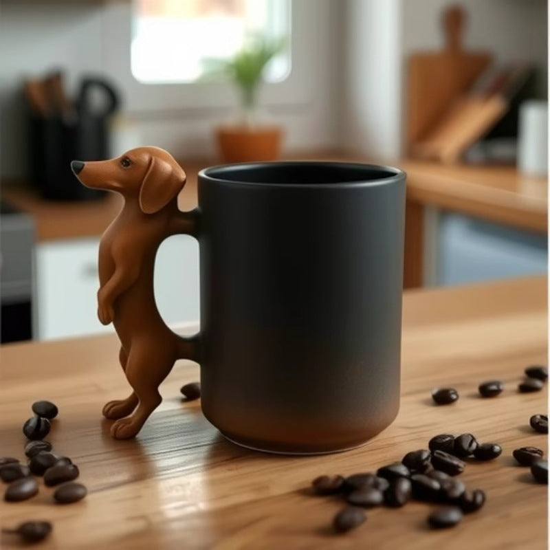 Coffee mug with dachshund handle Kalsten