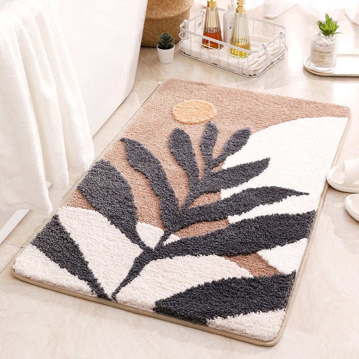 Soft Plush Leaf-Design Bath Mat