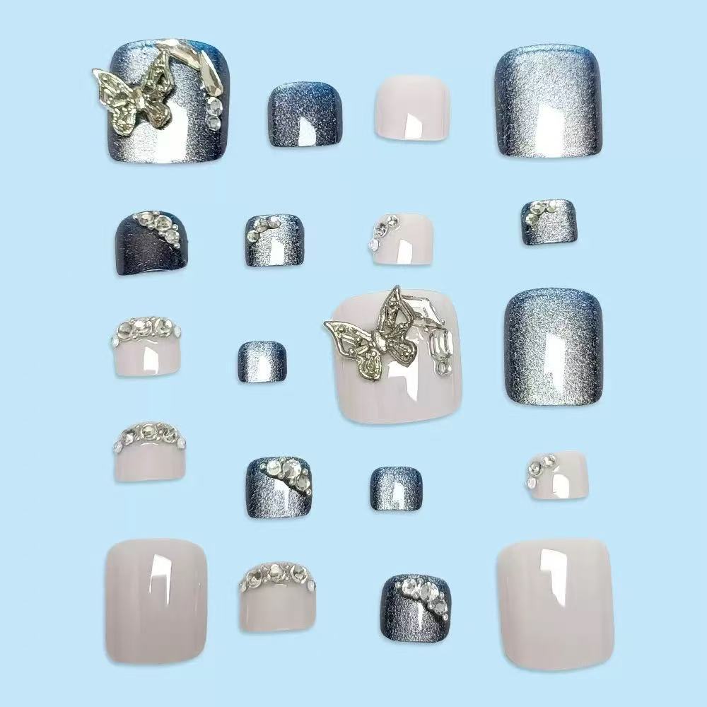 Artificial nail set with elegant 3D decorations and glitter accents Kalsten