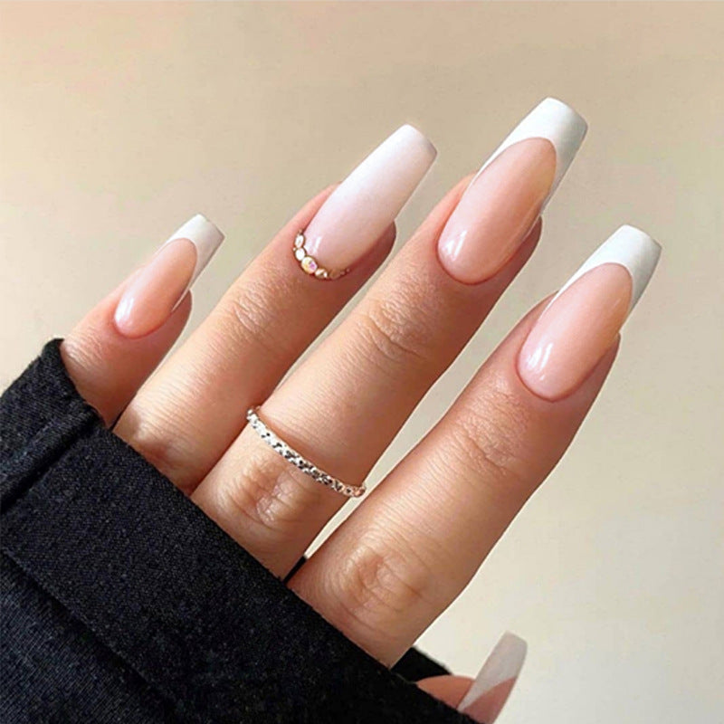 Elegant artificial nail set with high gloss and French tip colors Kalsten