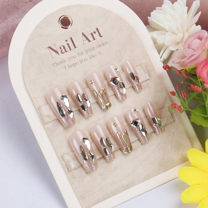 Decorative Rhinestone-Embellished Press-On Nail Art Kalsten