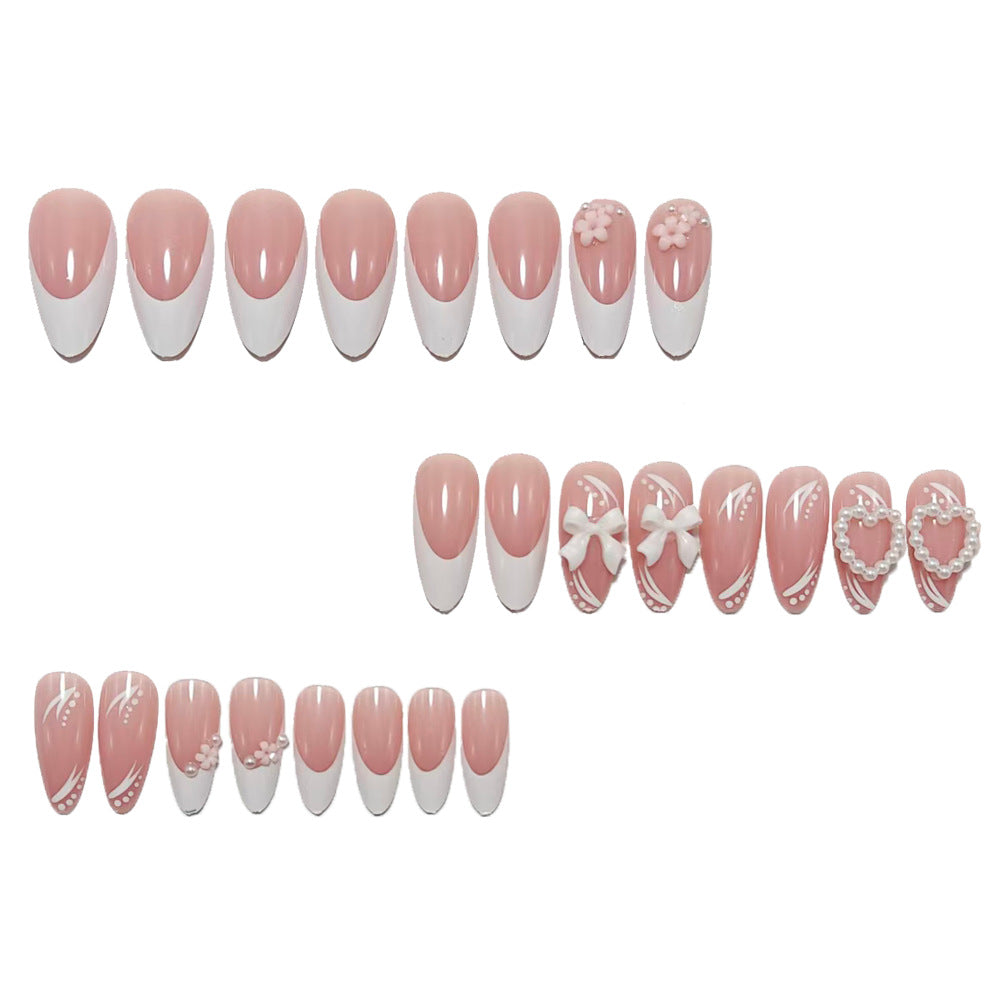 Artificial nails with romantic 3D flower and bow decoration Kalsten