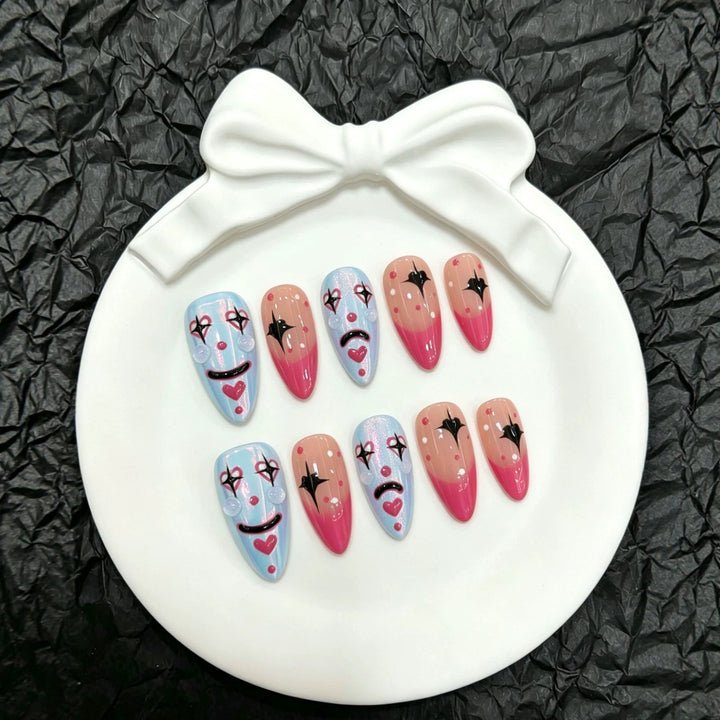 Creative Clown-Inspired Press-On Nails Set