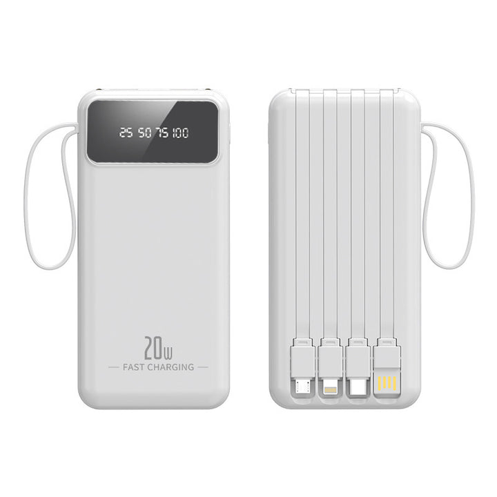 Portable power bank with integrated cable system and digital charging display Kalsten