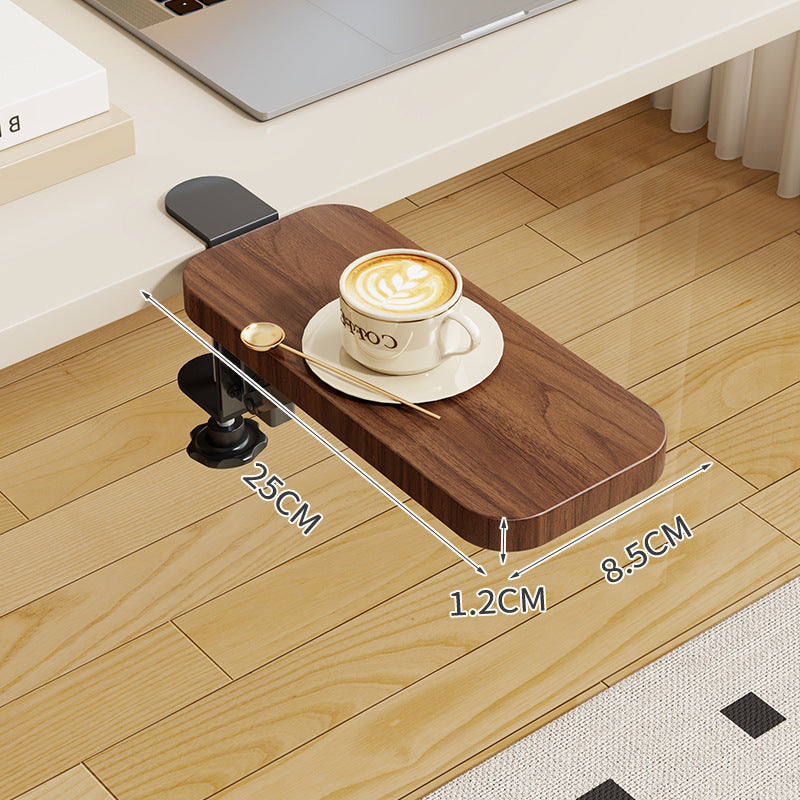 Clip-On Bamboo Folding Cup and Snack Side Table with Adjustable Swivel Clamp