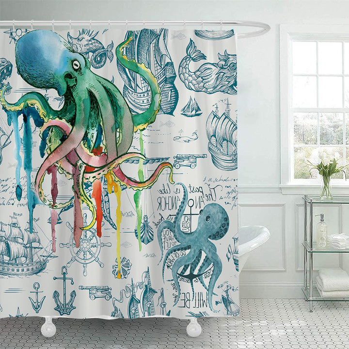 Coastal Pattern Shower Curtain Kalsten