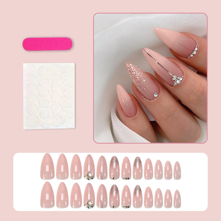 Acrylic Nail Set with Elegant Bows and Glamorous Accent Kalsten