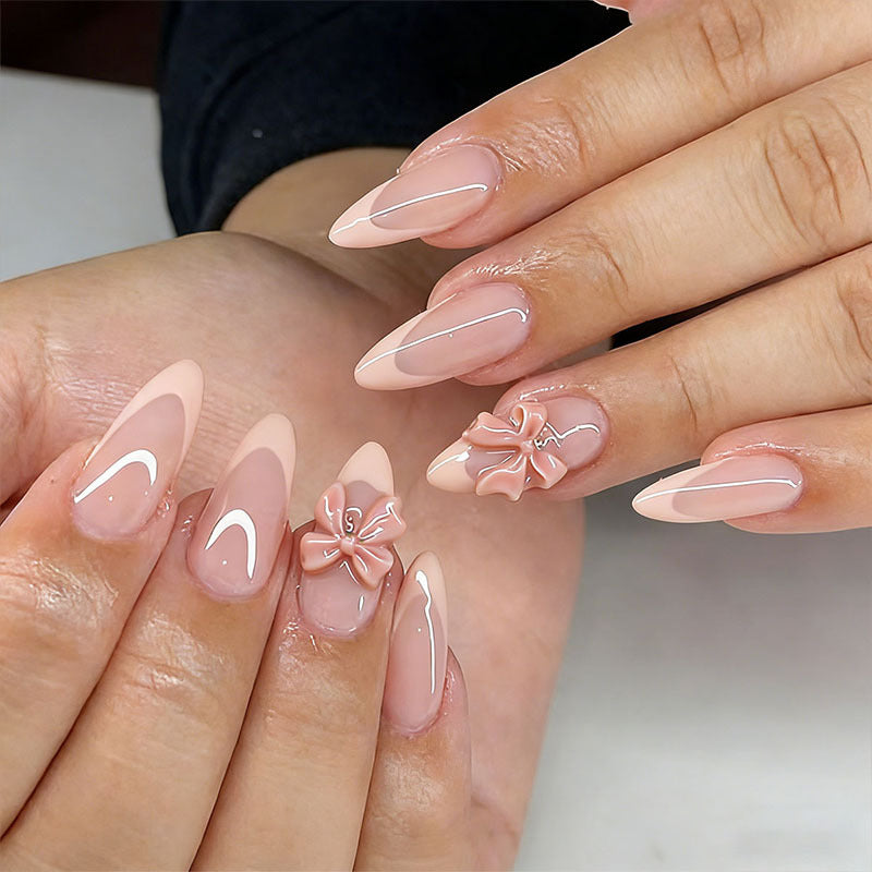 Artificial nail set with elegant floral decorations and stylish color gradient Kalsten