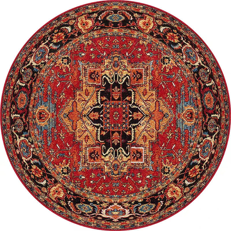 Round Vintage Floral Area Rug