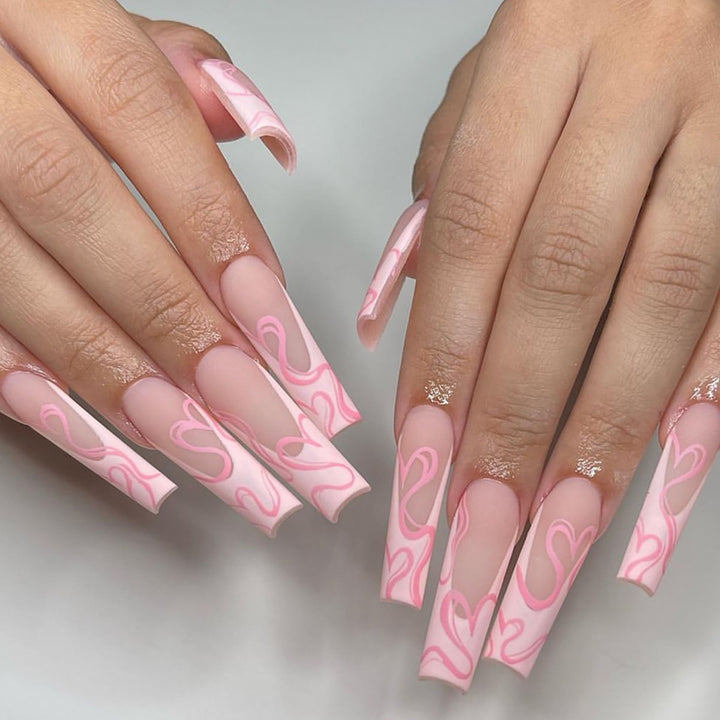 Long Press-On Nail Art Set with Heart Design Kalsten
