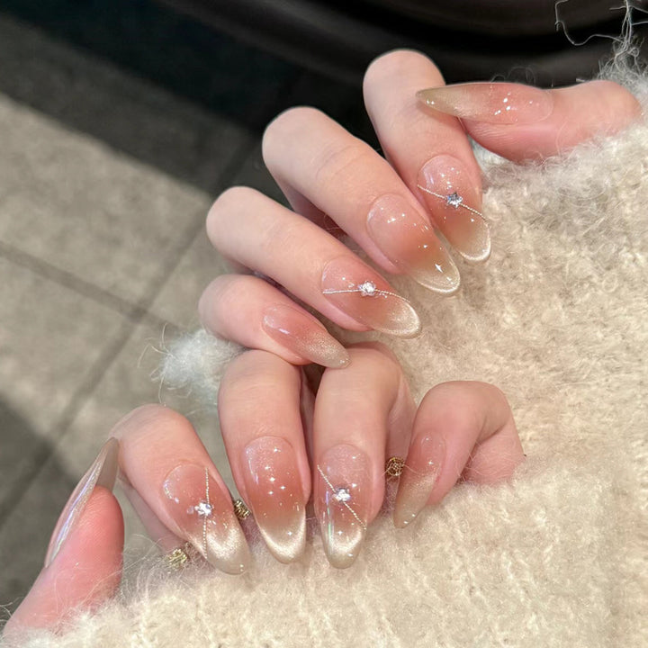 Glamorous Press-On Nail Art Set with Stylish Gemstone Accents Kalsten