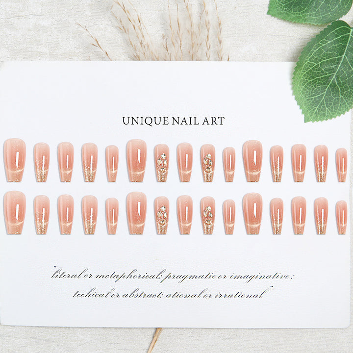 Artificial nail set with sparkling glitter and 3D applications Kalsten