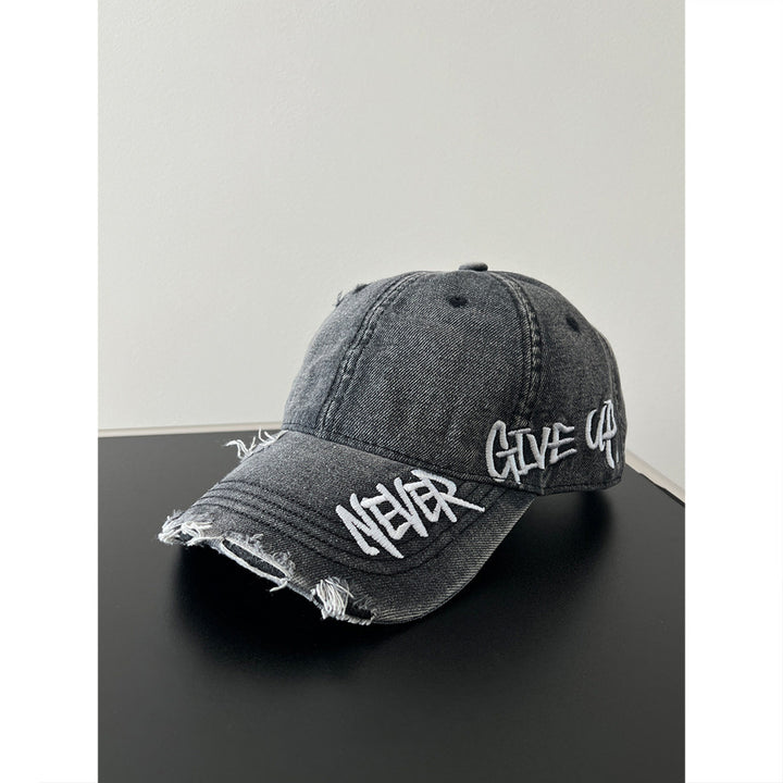Distressed Denim Message Baseball Cap