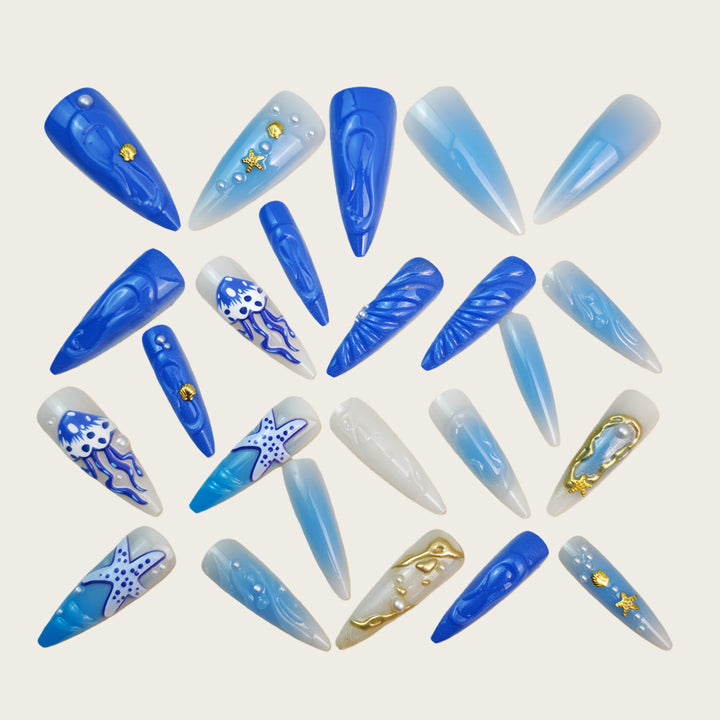 Exclusive artificial nails with maritime design Kalsten