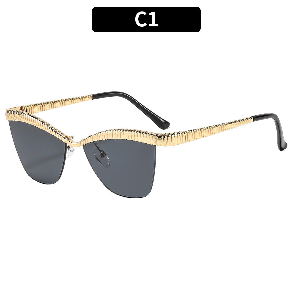 Stylish Cat-Eye Sunglasses with Unique Textured Frame