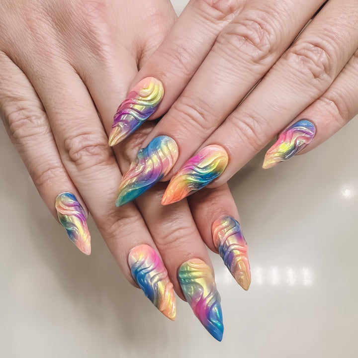 Gradient Color Artificial Nails Kalsten