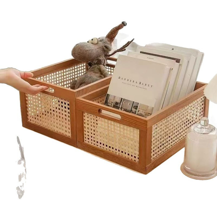 High-quality storage basket with rattan details Kalsten