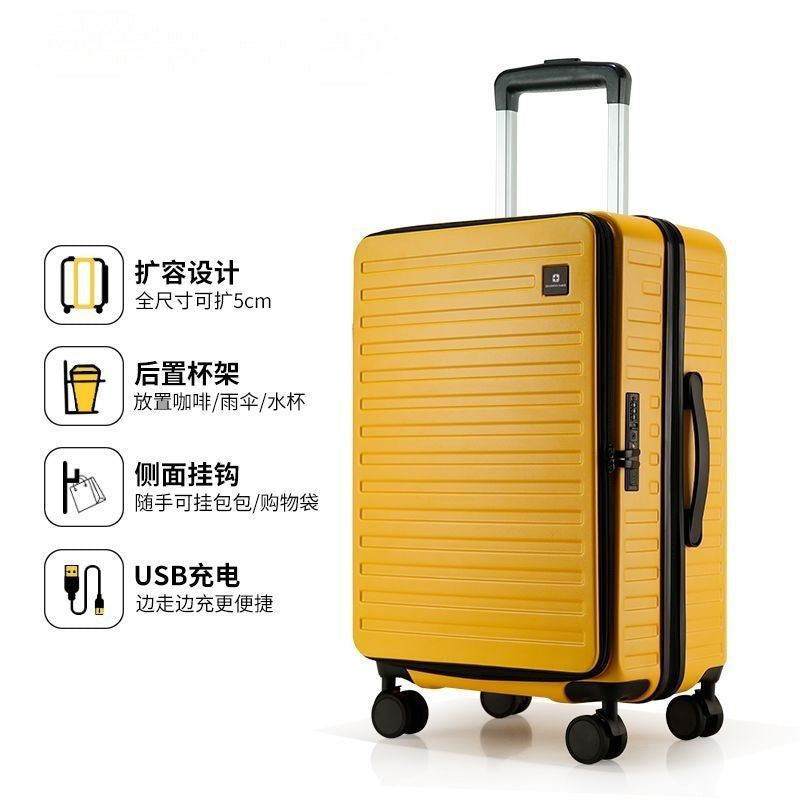 Hard Shell Trolley With Integrated Usb Charging Station And Expandable Storage Kalsten