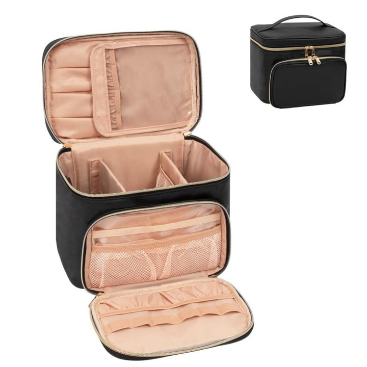 Cosmetic organizer bag with multiple compartments and insulating interior Kalsten