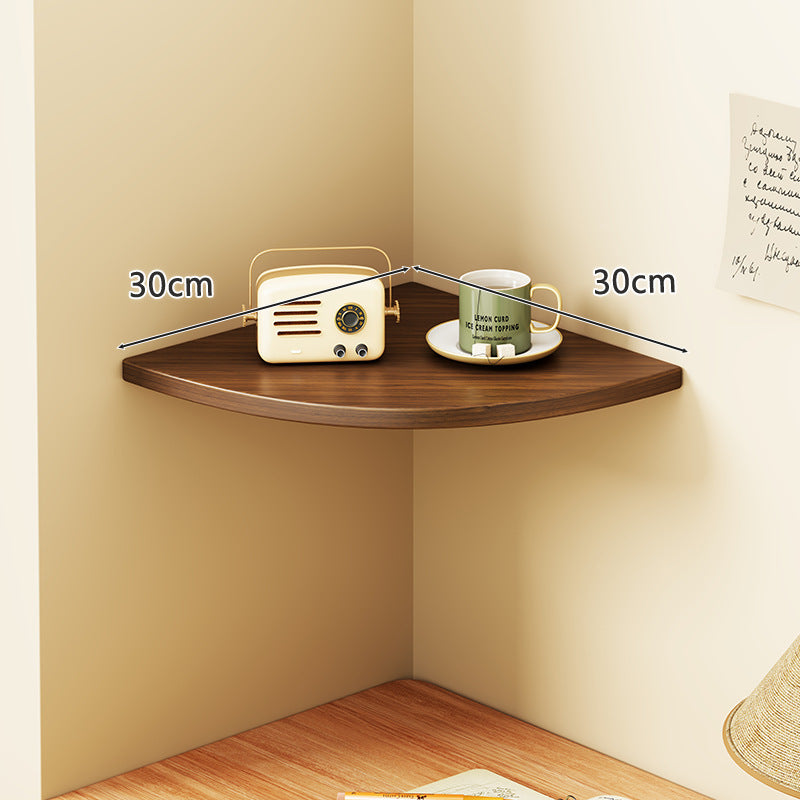 Solid Wood Corner Shelf with Metal Support Brackets
