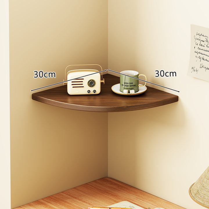 Solid Wood Corner Shelf with Metal Support Brackets