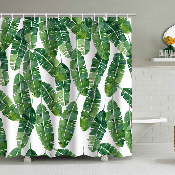 Tropical Leaf Print Shower Curtain Kalsten
