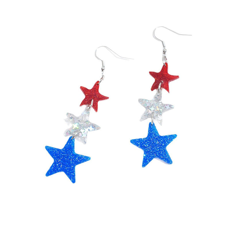 Women's long acrylic letter earrings three-piece with hologram and glitter effect Kalsten