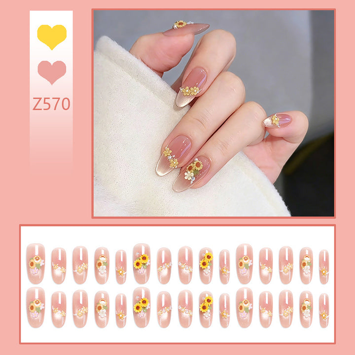 Artificial Nail Set with Luxurious Floral Decorations Kalsten