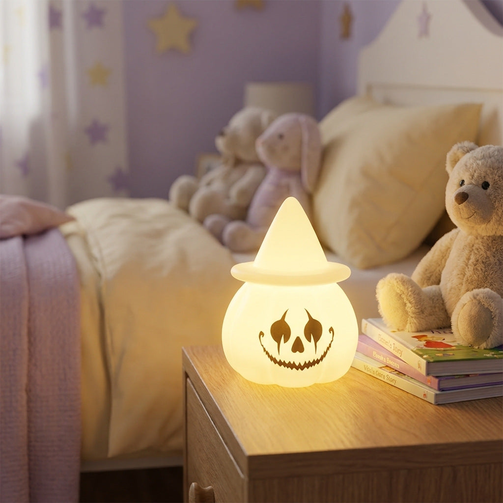 Halloween LED Pumpkin Mood Light with Witch Hat
