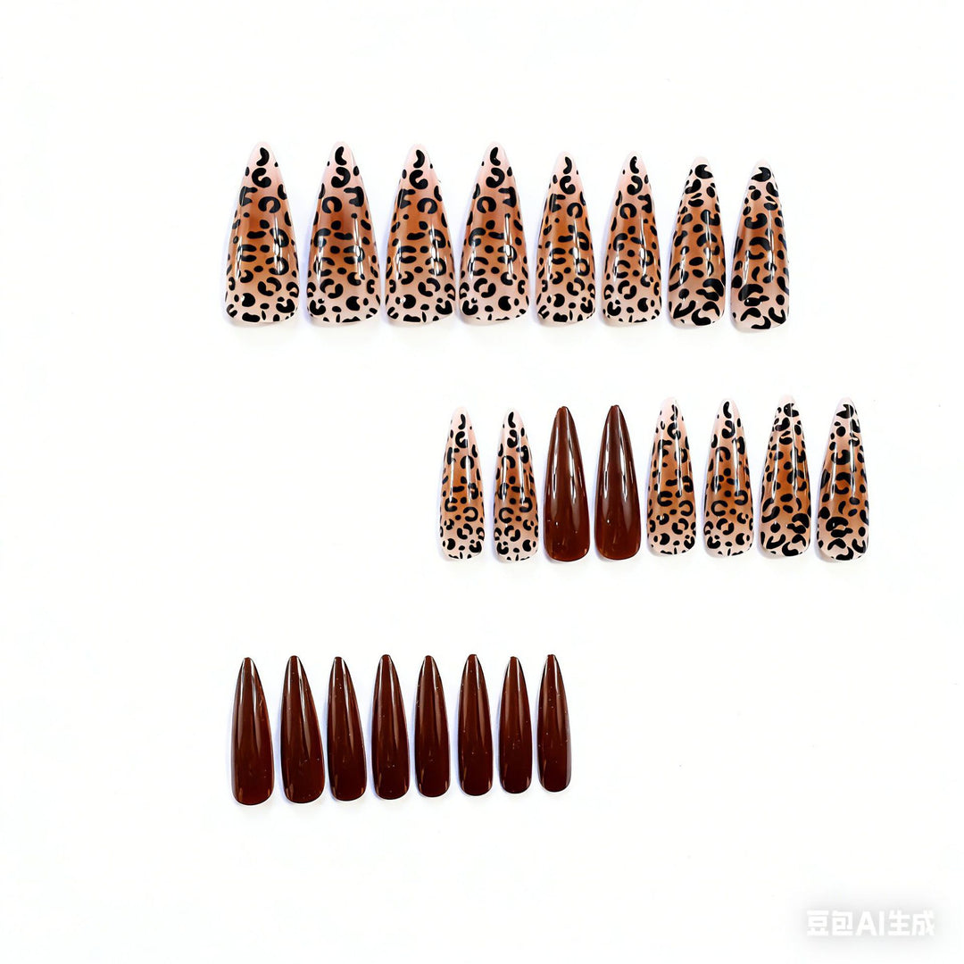 Artistic Stiletto Nail Extensions with Leopard Design Kalsten