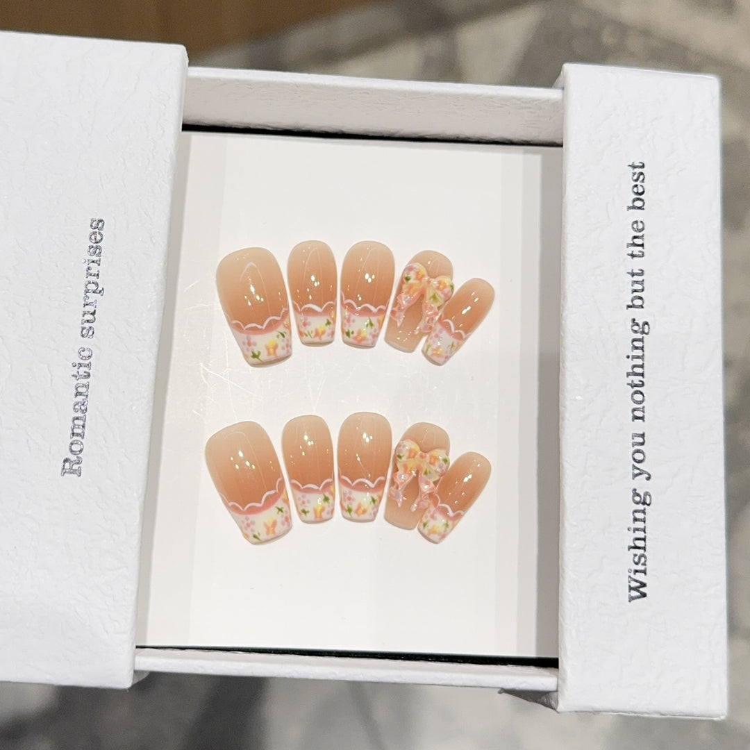 Artificial nail tips with romantic flower designs Kalsten