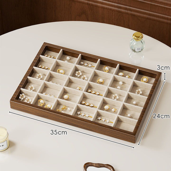 Twelve-Compartment Bamboo Jewelry Organizer Tray