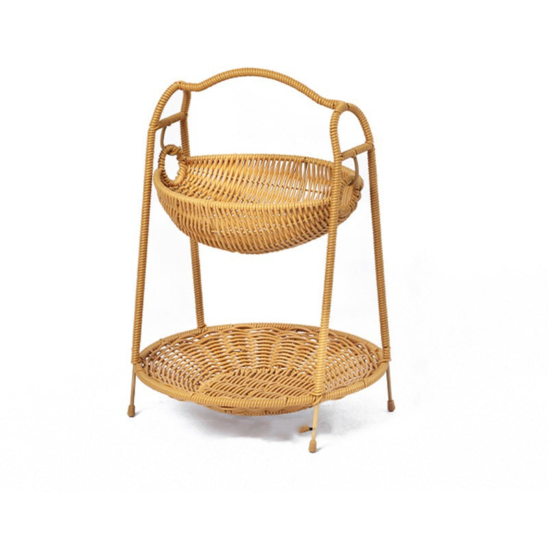 Two-Tiered Woven Fruit Display Stand Kalsten