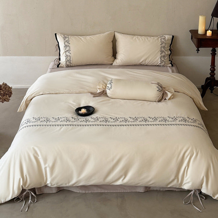 Luxury bedding set with embroidered border detail