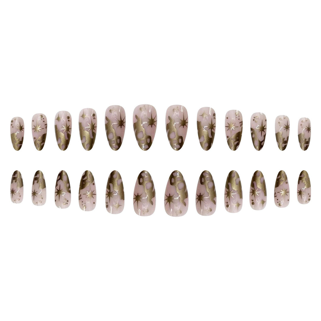 Trendy artificial nail tips with luxurious gold accents Kalsten