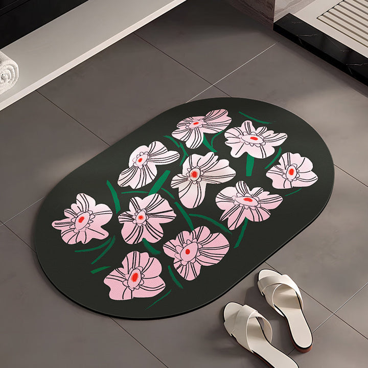 Stylish Floral-Themed Bathroom Mat