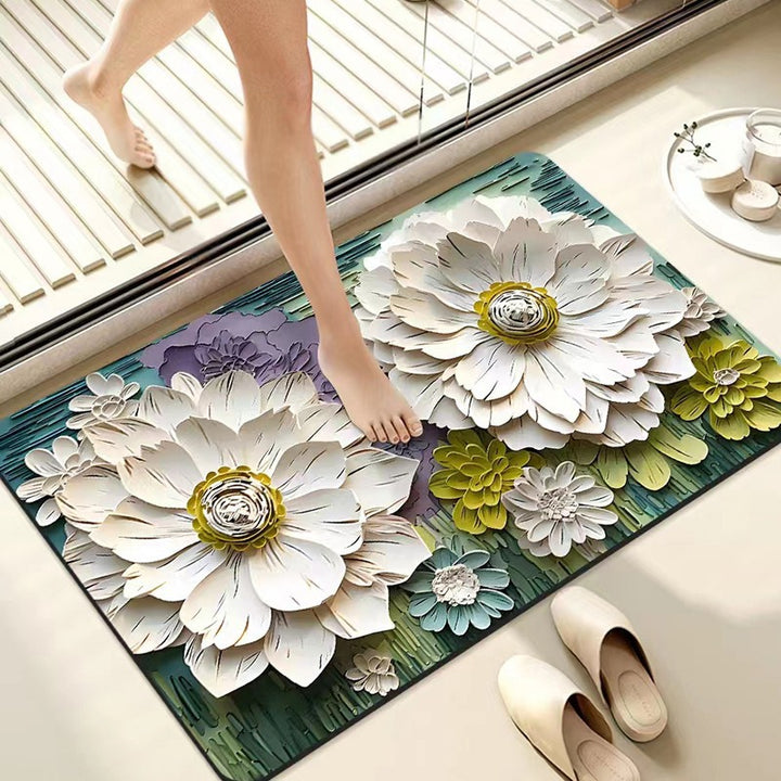 Luxurious Floral Design Bath Mat