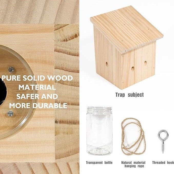Hanging wooden bird feeder with glass jar seed reservoir and natural jute hanger Kalsten