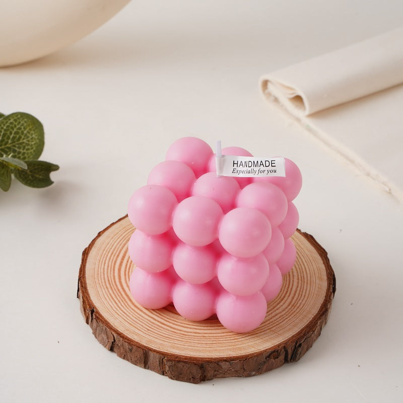 Handcrafted Sphere-Cluster Cube Soy Wax Candle Centerpiece