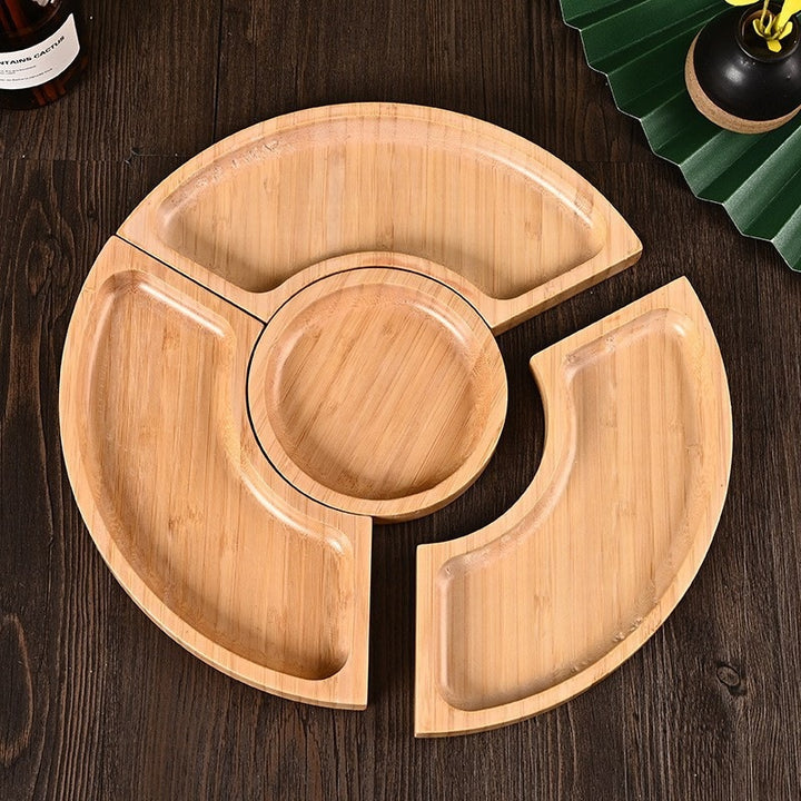 Multi-Compartment Wooden Snack Serving Tray Kalsten