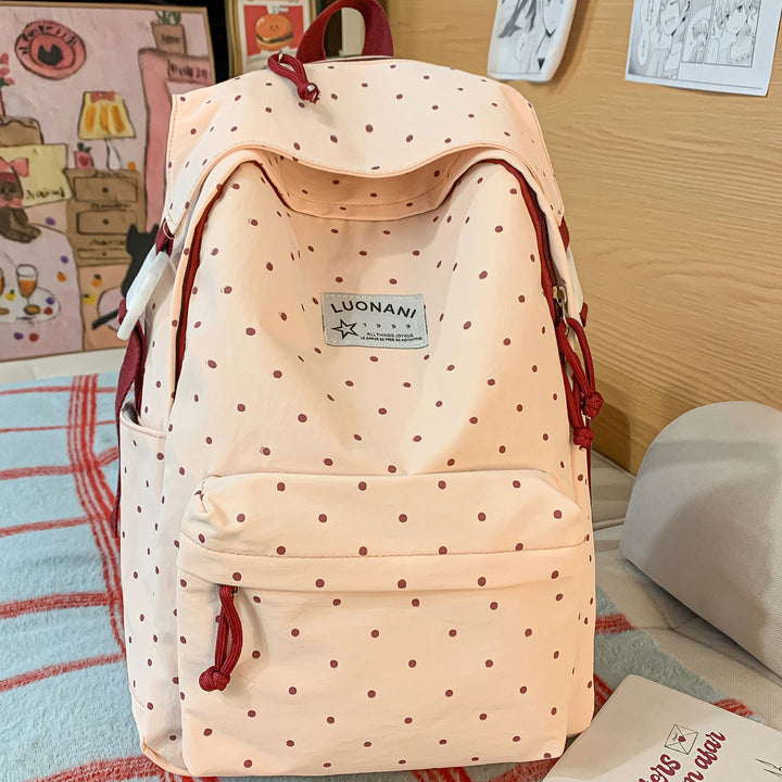 Polka-Dotted Canvas Backpack Kalsten